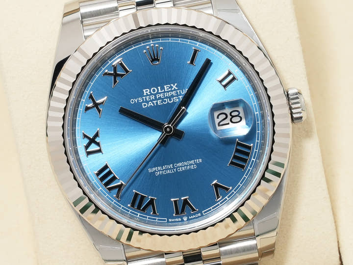 ロレックス デイトジャスト41 Ref.126334 ステンレススチール/ホワイトゴールド アズーロブルー文字盤 ジュビリーブレスレット 未使用 xv4h3jst