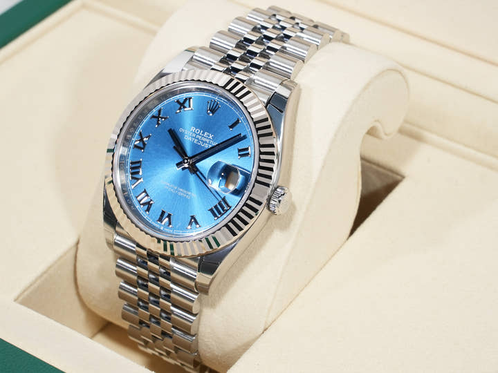 ロレックス デイトジャスト41 Ref.126334 ステンレススチール/ホワイトゴールド アズーロブルー文字盤 ジュビリーブレスレット 未使用 xv4h3jst