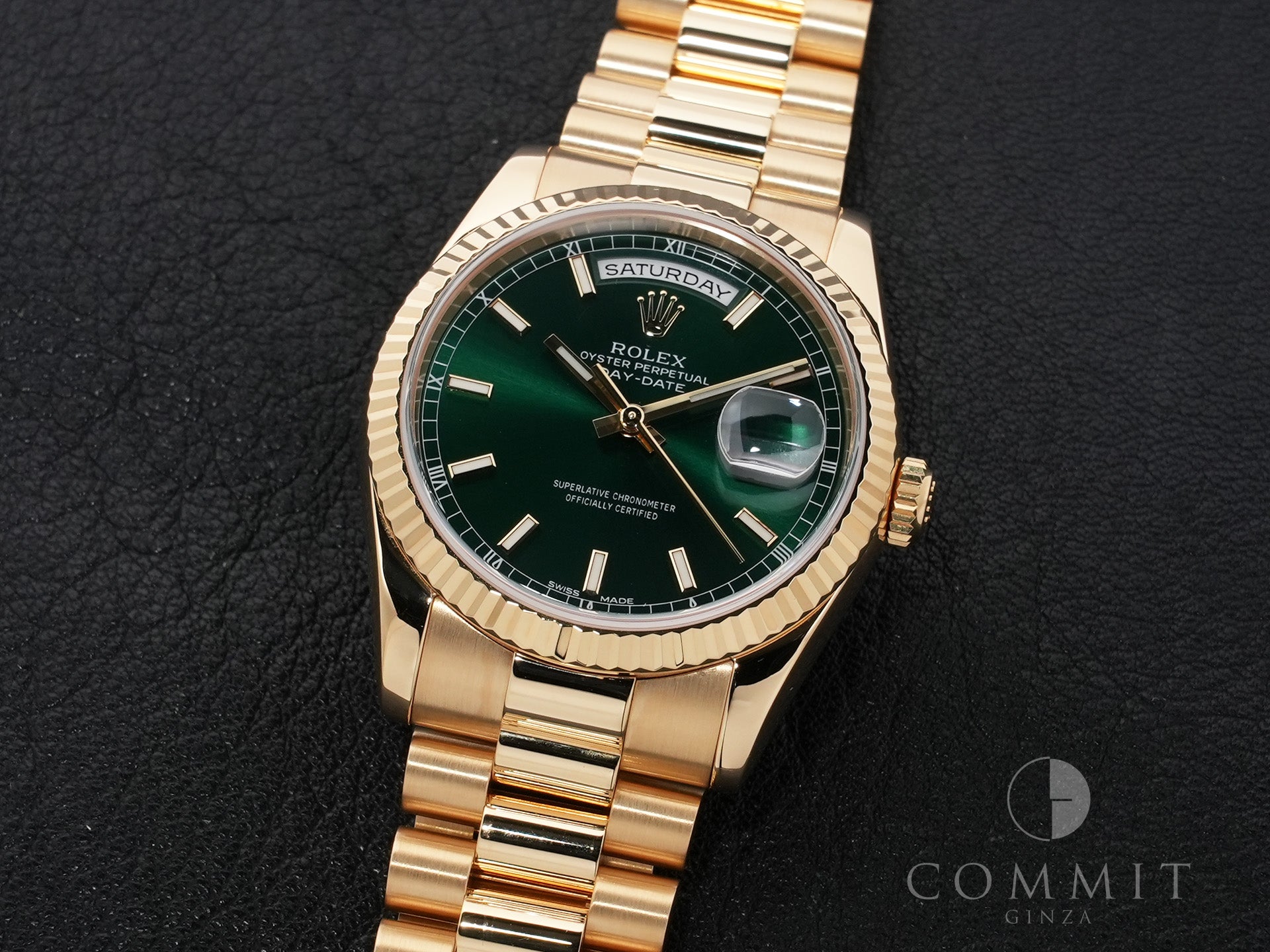 ロレックス デイデイト36 Ref.118238 イエローゴールド グリーン文字盤 美中古 tpmksz47