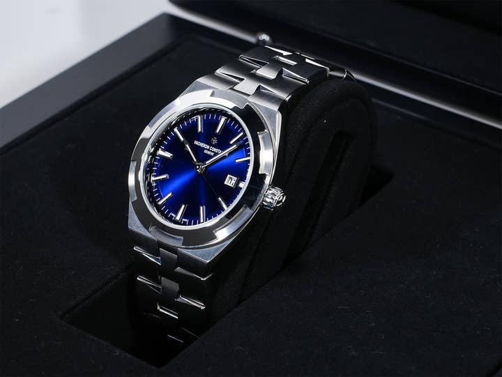 ヴァシュロンコンスタンタン オーヴァーシーズ オートマティック Ref.4600V/200A-B980 ステンレススチール ブルー文字盤 美品 wsp87bvk