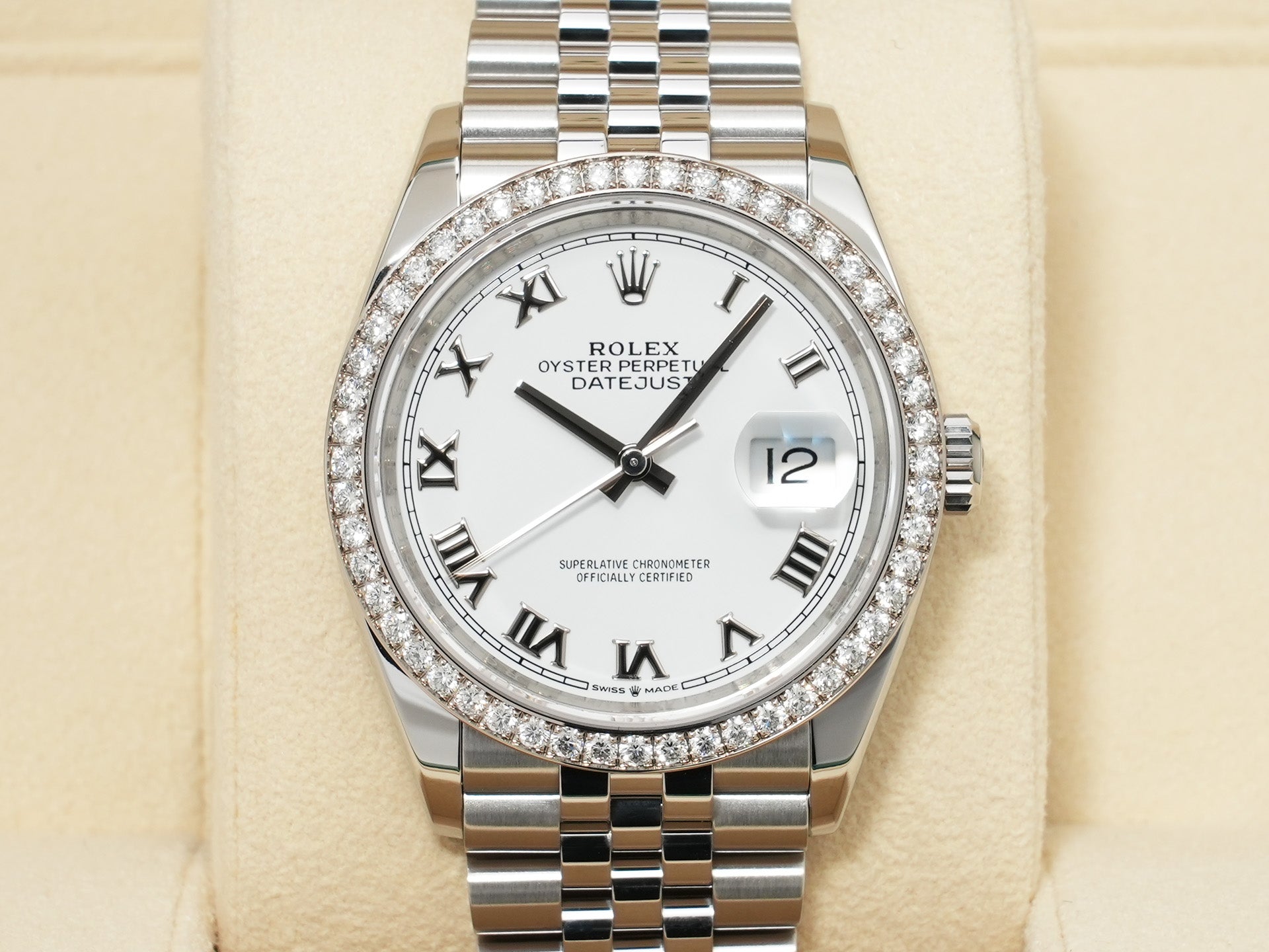 ロレックス デイトジャスト36 Ref.126284RBR ステンレススチール/ホワイトゴールド ホワイトローマン文字盤 ジュビリーブレスレット 美品 q6sqkozf