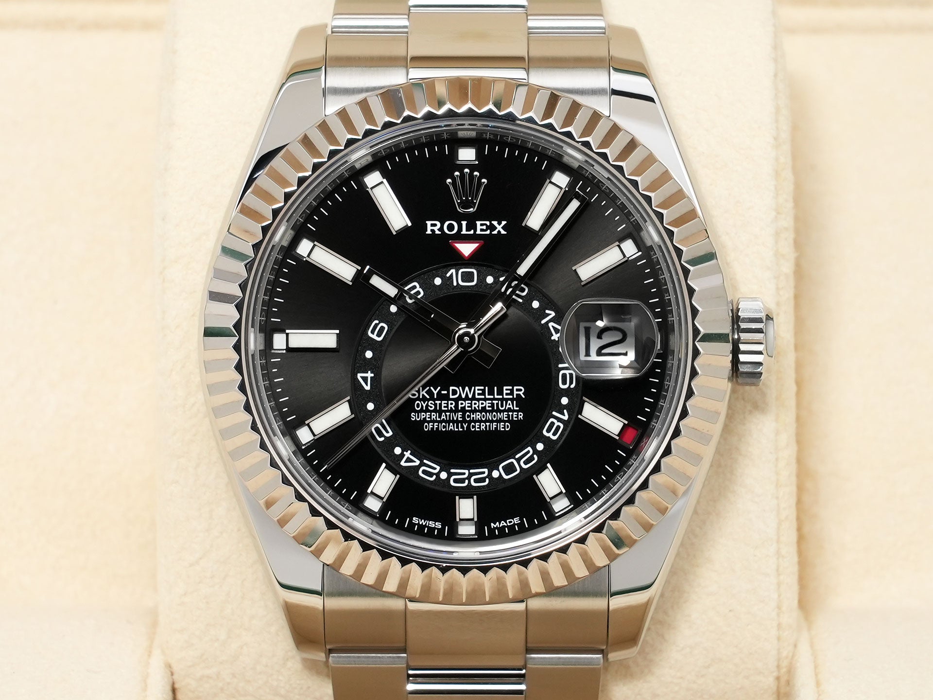 ロレックス スカイドゥエラー Ref.326934 ステンレススチール/ホワイトゴールド ブラック文字盤 オイスターブレスレット 美品 u2vvy6zk