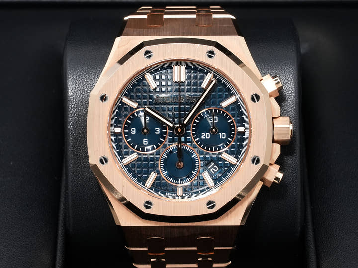 Audemars Piguet Royal Oak Chronograph Ref.26715OR.OO.1356OR.01 Pink Gold Night Blue Dial Pre-owned ymckn66e