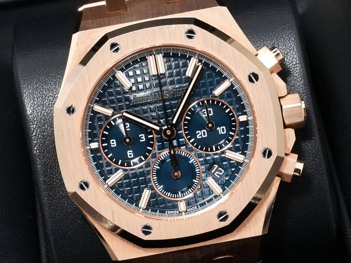 Audemars Piguet Royal Oak Chronograph Ref.26715OR.OO.1356OR.01 Pink Gold Night Blue Dial Pre-owned ymckn66e