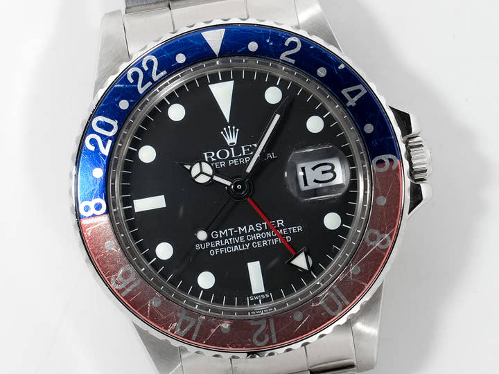 ロレックス GMTマスター Ref.1675 ステンレススチール ブラック文字盤 オイスターブレスレット 中古 pq5gc2z2