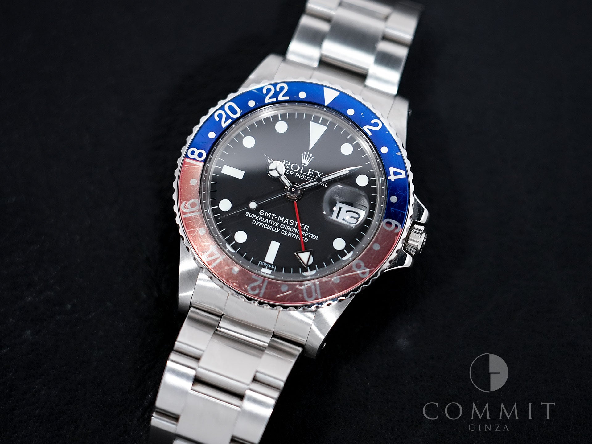 ロレックス GMTマスター Ref.1675 ステンレススチール ブラック文字盤 オイスターブレスレット 中古 pq5gc2z2