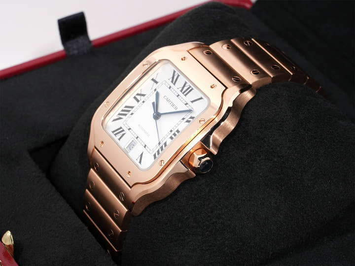 カルティエ サントス ドゥ カルティエ Ref.WGSA0018 ピンクゴールド シルバー文字盤 美品 pqq2z8su