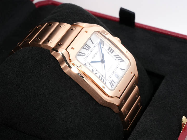 カルティエ サントス ドゥ カルティエ Ref.WGSA0018 ピンクゴールド シルバー文字盤 美品 pqq2z8su