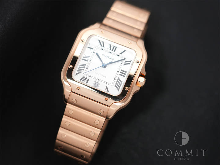 カルティエ サントス ドゥ カルティエ Ref.WGSA0018 ピンクゴールド シルバー文字盤 美品 pqq2z8su