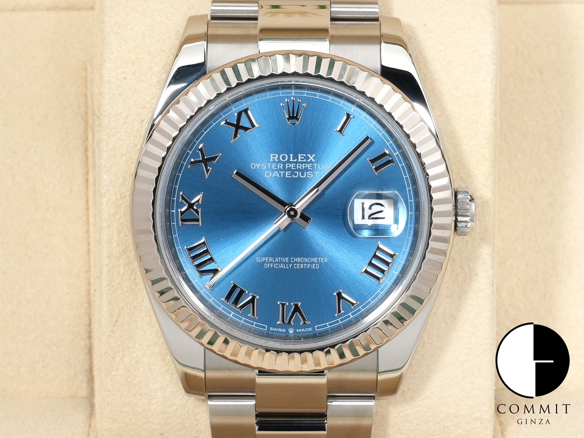 ロレックス デイトジャスト41 Ref.126334 ステンレススチール/ホワイトゴールド アズーロブルー文字盤 オイスターブレスレット 美中古 we2ngk5o