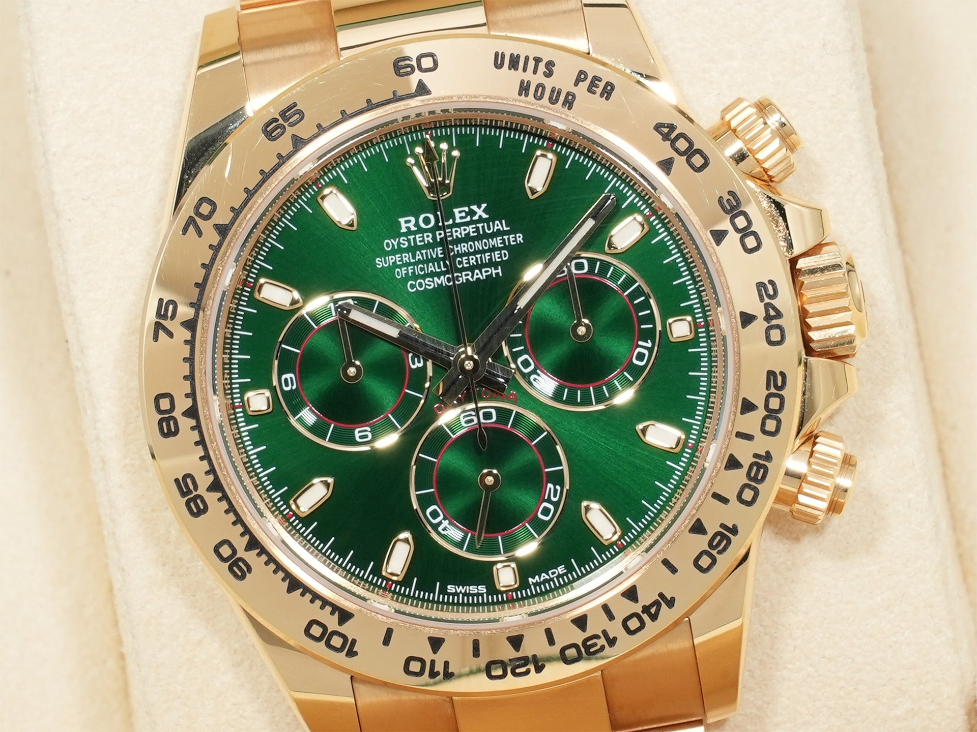 Rolex Daytona Ref. 116508 Yellow Gold Green Dial Used m3gegrmb