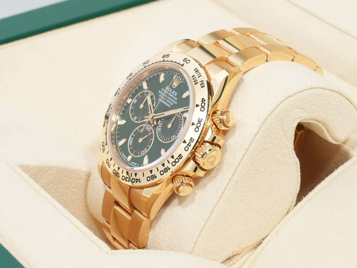 Rolex Daytona Ref. 116508 Yellow Gold Green Dial Used m3gegrmb