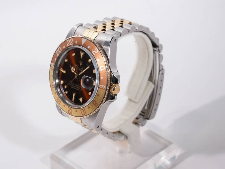 ROLEX GMT-Master Ref. 16753 Stainless Steel/Yellow Gold Brown Dial Jubilee Bracelet Used qdumxeih