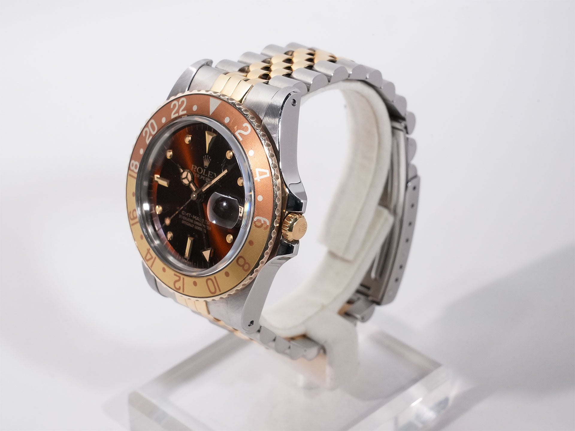 ROLEX GMT-Master Ref. 16753 Stainless Steel/Yellow Gold Brown Dial Jubilee Bracelet Used qdumxeih