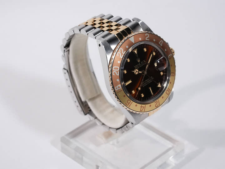 ROLEX GMT-Master Ref. 16753 Stainless Steel/Yellow Gold Brown Dial Jubilee Bracelet Used qdumxeih
