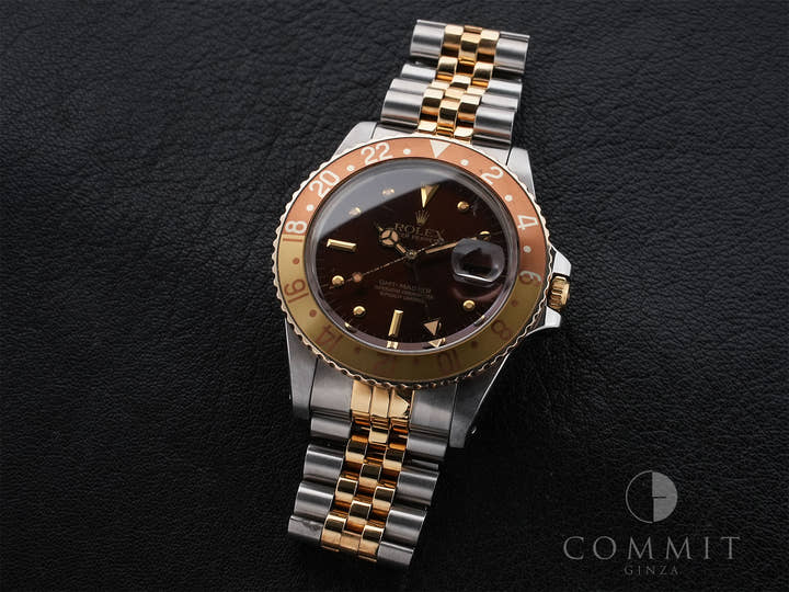 ROLEX GMT-Master Ref. 16753 Stainless Steel/Yellow Gold Brown Dial Jubilee Bracelet Used qdumxeih