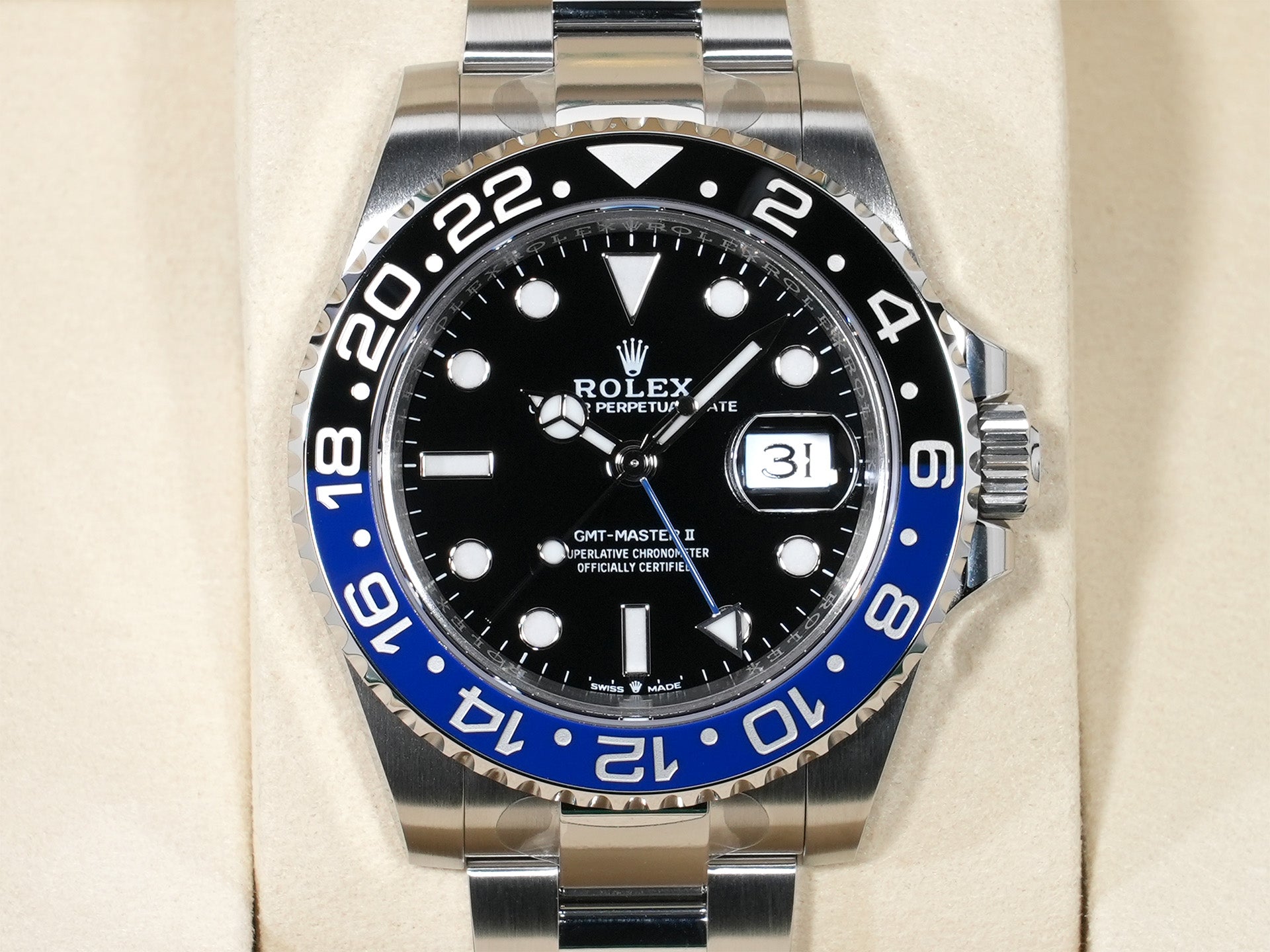 ロレックス GMTマスターII Ref.126710BLNR ステンレススチール ブラック文字盤 オイスターブレスレット 未使用 96ysczst