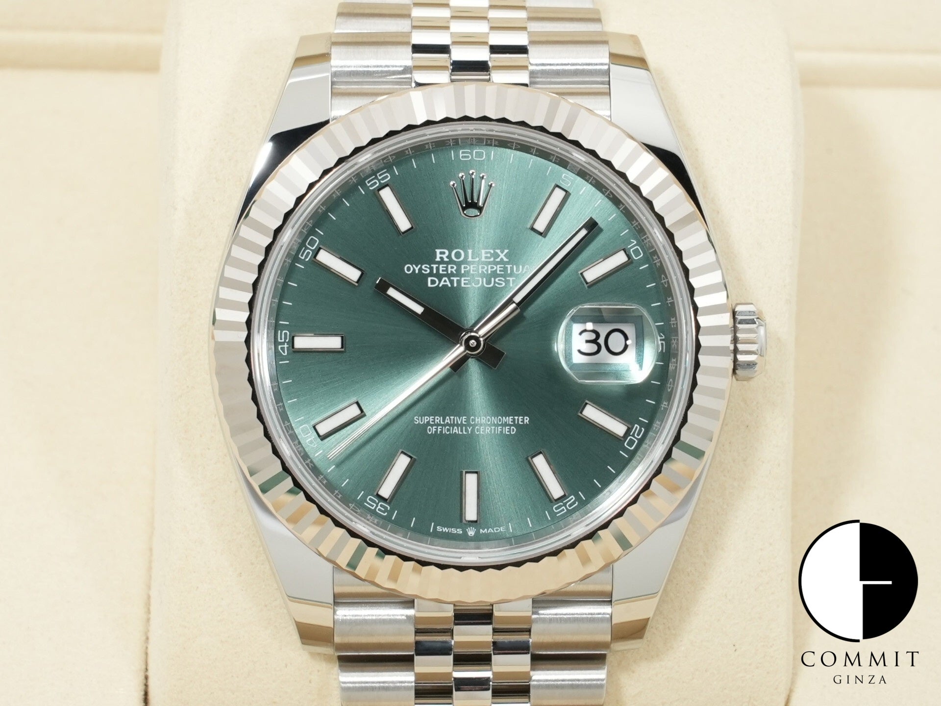 ロレックス デイトジャスト41 Ref.126334 ステンレススチール/ホワイトゴールド ミントグリーン文字盤 ジュビリーブレスレット 未使用 qryepmva