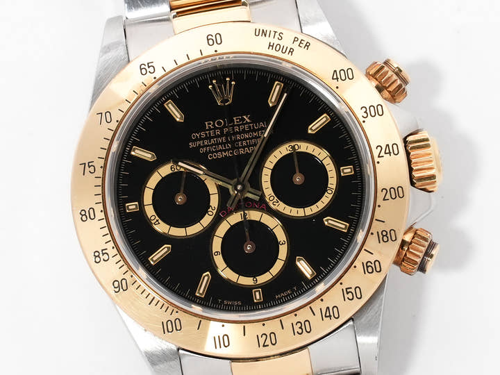 ロレックス デイトナ エルプリメロ Ref.16523 ステンレススチール/イエローゴールド ブラック文字盤 中古 totarbpj