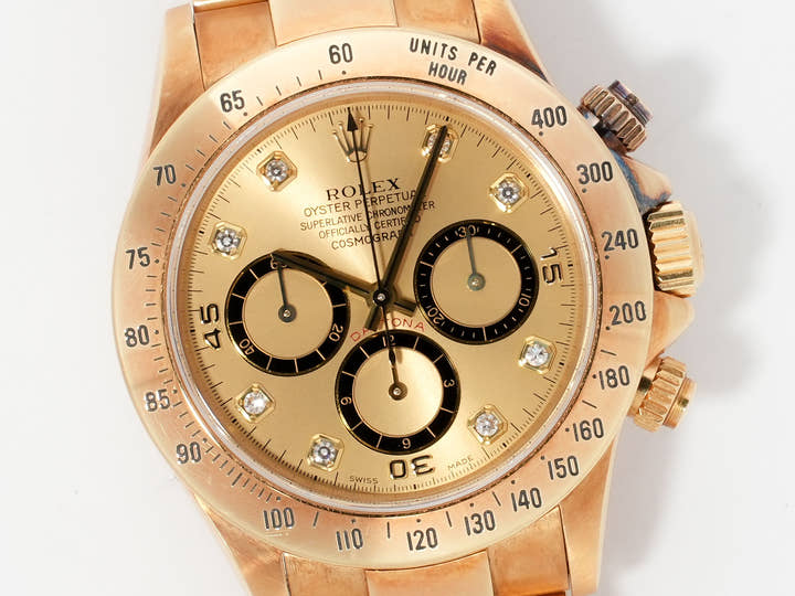 Rolex Daytona El Primero Ref. 16528G Yellow Gold Champagne x 8P Diamond Dial Used 3ws6sfh7