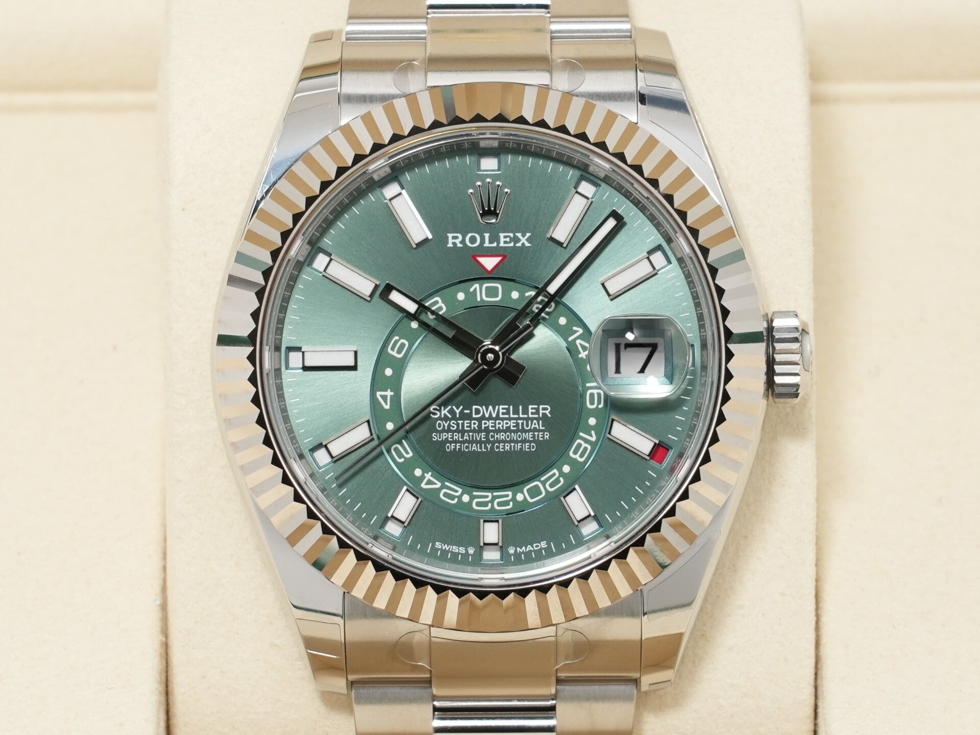 ロレックス スカイドゥエラー Ref.336934 ステンレススチール/ホワイトゴールド ミントグリーン文字盤 オイスターブレスレット 未使用 apzaduvf