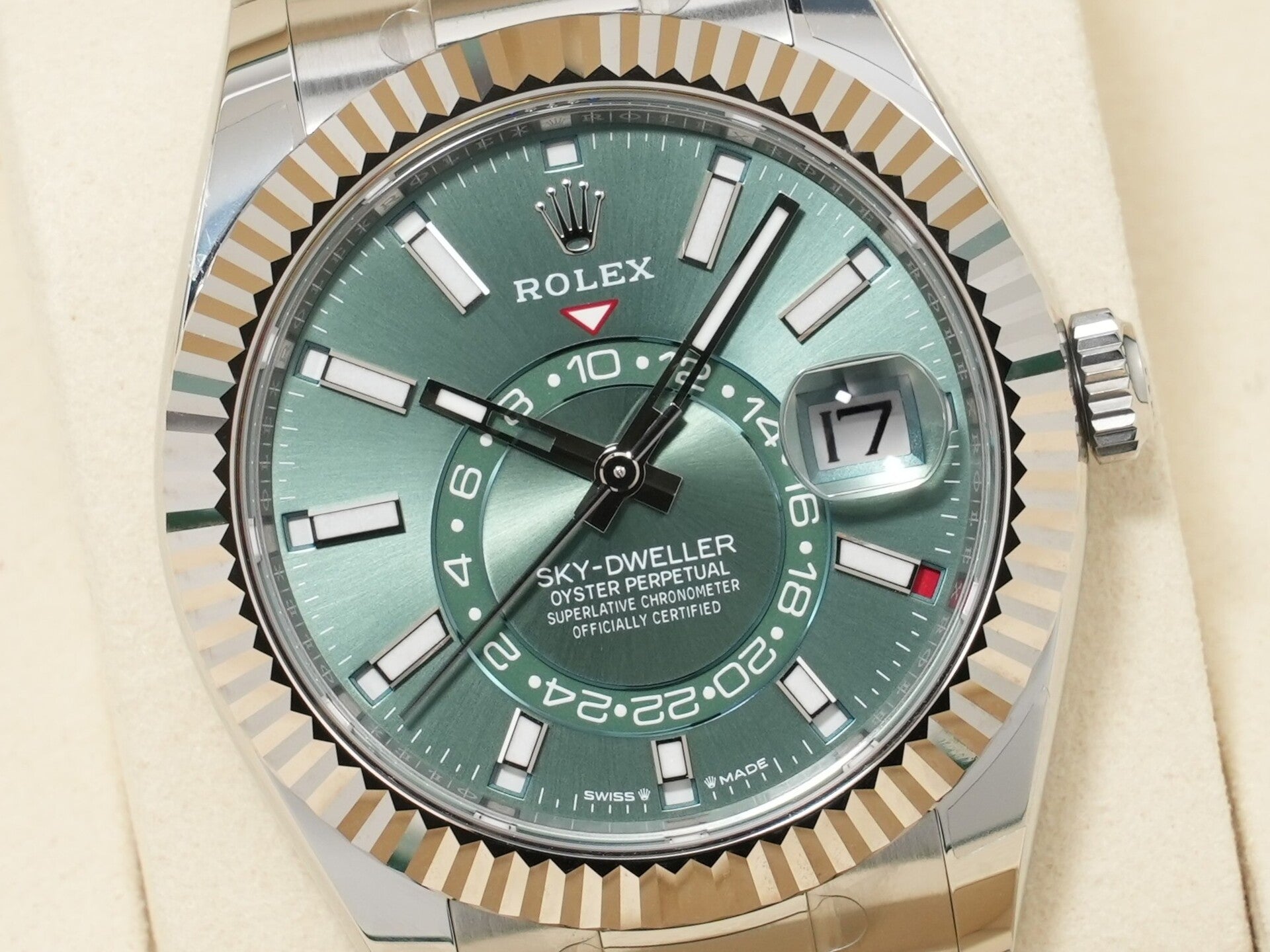 ロレックス スカイドゥエラー Ref.336934 ステンレススチール/ホワイトゴールド ミントグリーン文字盤 オイスターブレスレット 未使用 apzaduvf