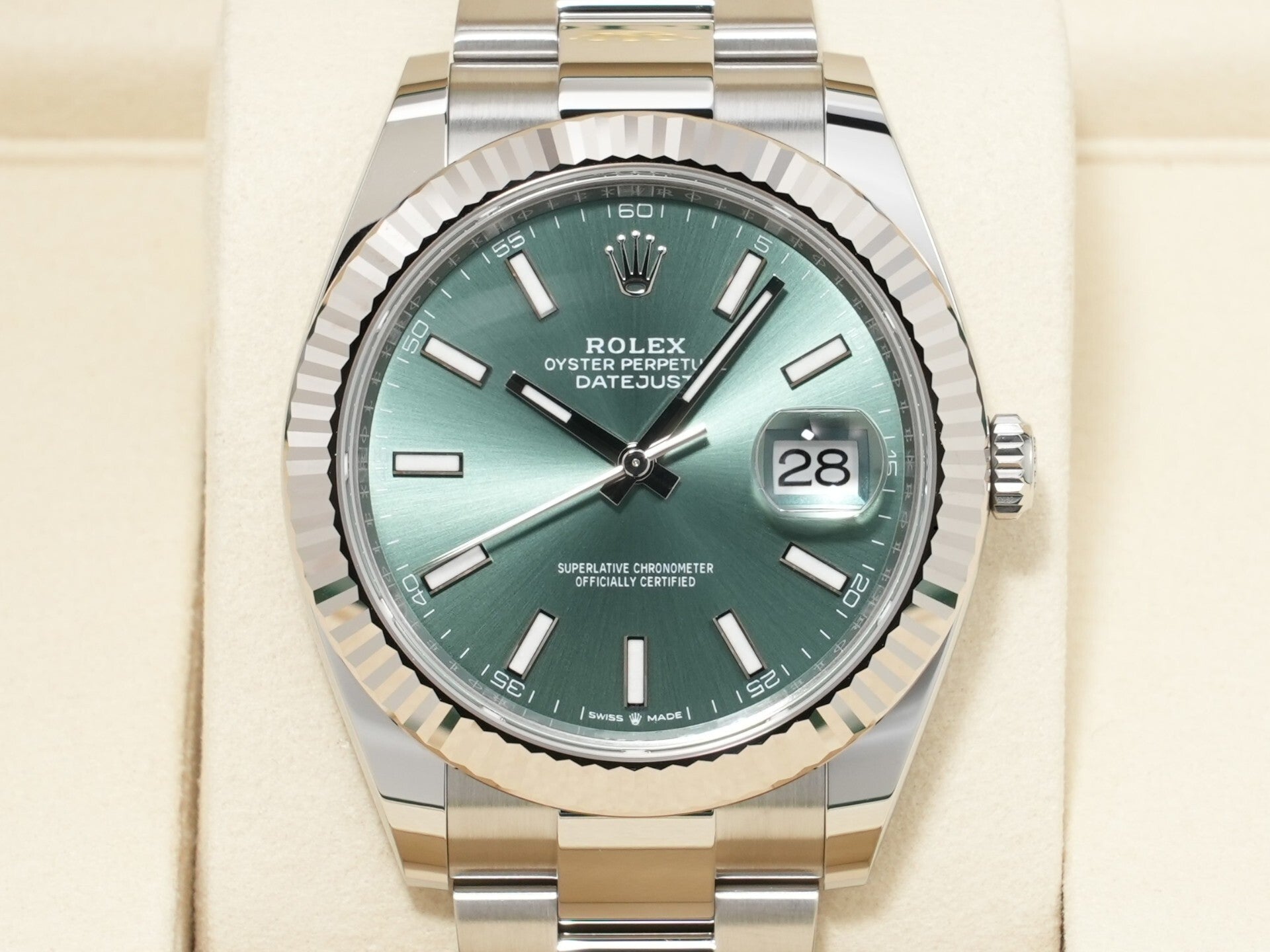 ロレックス デイトジャスト41 Ref.126334 ステンレススチール/ホワイトゴールド ミントグリーン文字盤 オイスターブレスレット 未使用 juycyan3