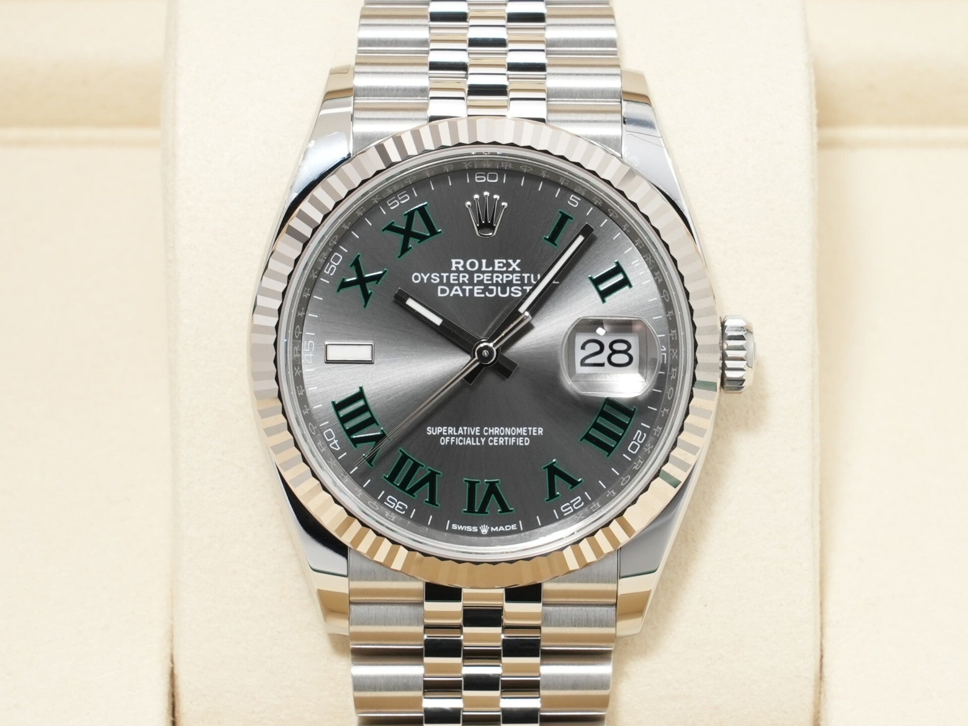 ロレックス デイトジャスト36 Ref.126234 ステンレススチール/ホワイトゴールド スレートローマン文字盤 ジュビリーブレスレット 未使用 xsndpmz4