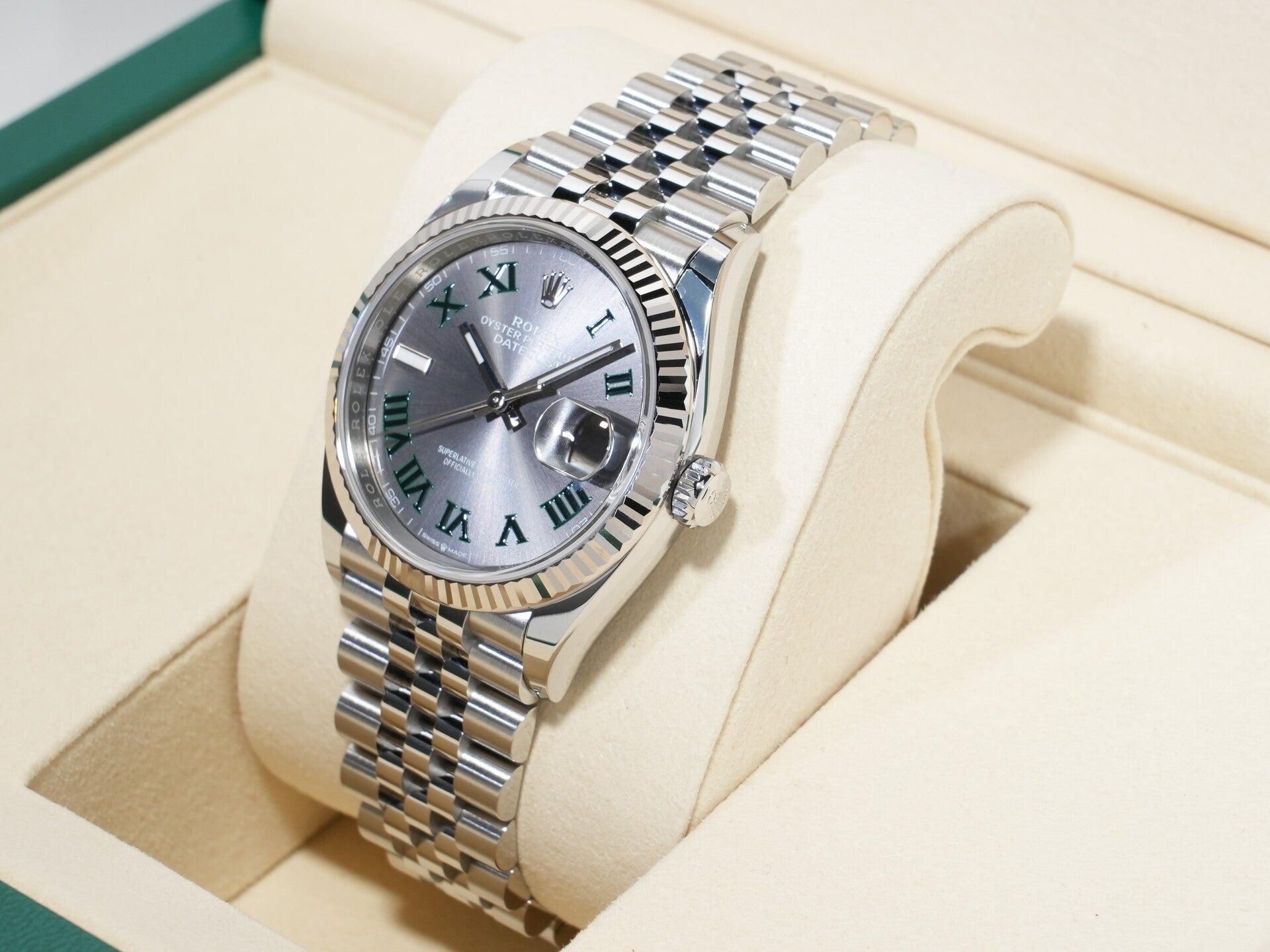 ロレックス デイトジャスト36 Ref.126234 ステンレススチール/ホワイトゴールド スレートローマン文字盤 ジュビリーブレスレット 未使用 xsndpmz4