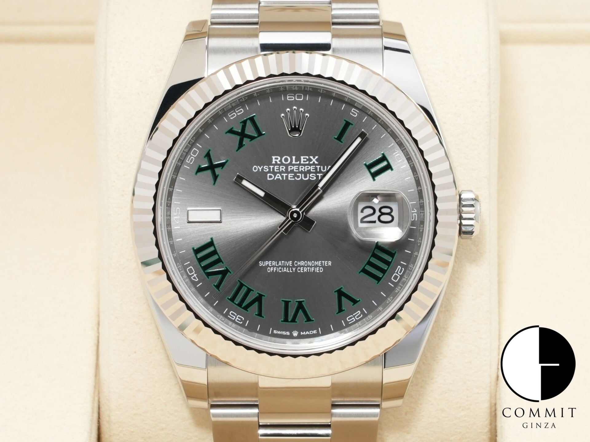 ロレックス デイトジャスト41 Ref.126334 ステンレススチール/ホワイトゴールド スレートローマン文字盤 オイスターブレスレット 未使用 3kdwho4i