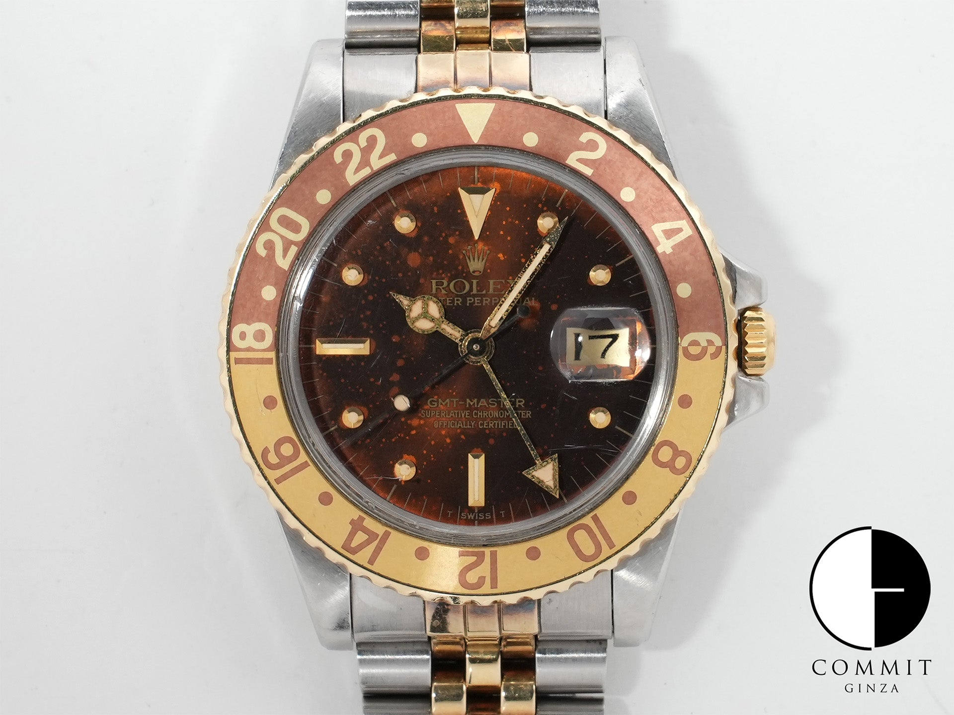 ロレックス GMTマスター Ref.16753 ステンレススチール/イエローゴールド ブラウン文字盤 ジュビリーブレスレット 中古 e63tpsfz