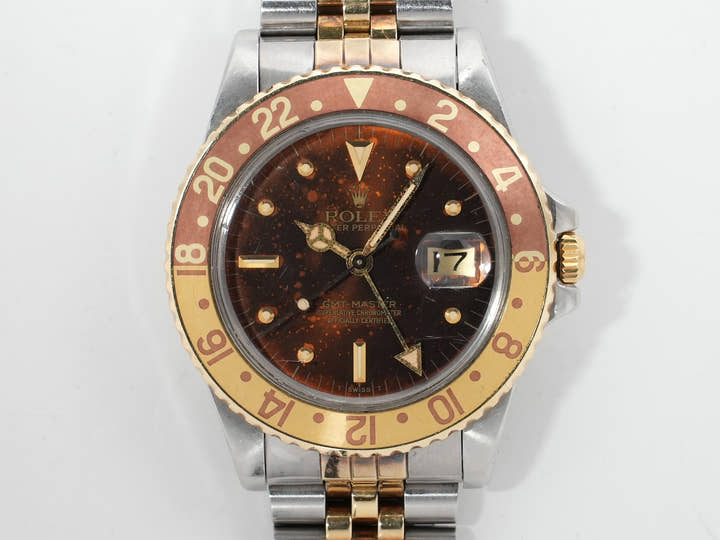 ロレックス GMTマスター Ref.16753 ステンレススチール/イエローゴールド ブラウン文字盤 ジュビリーブレスレット 中古 e63tpsfz