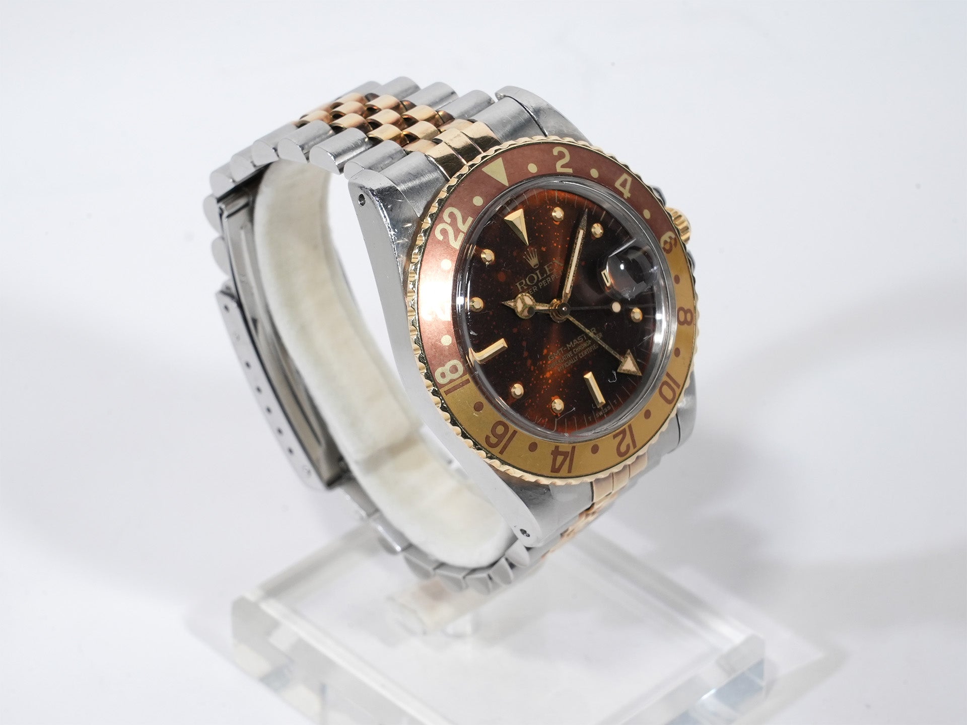 ロレックス GMTマスター Ref.16753 ステンレススチール/イエローゴールド ブラウン文字盤 ジュビリーブレスレット 中古 e63tpsfz