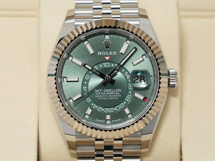 ロレックス スカイドゥエラー Ref.336934 ステンレススチール/ホワイトゴールド ミントグリーン文字盤 ジュビリーブレスレット 未使用 gux4nxd8