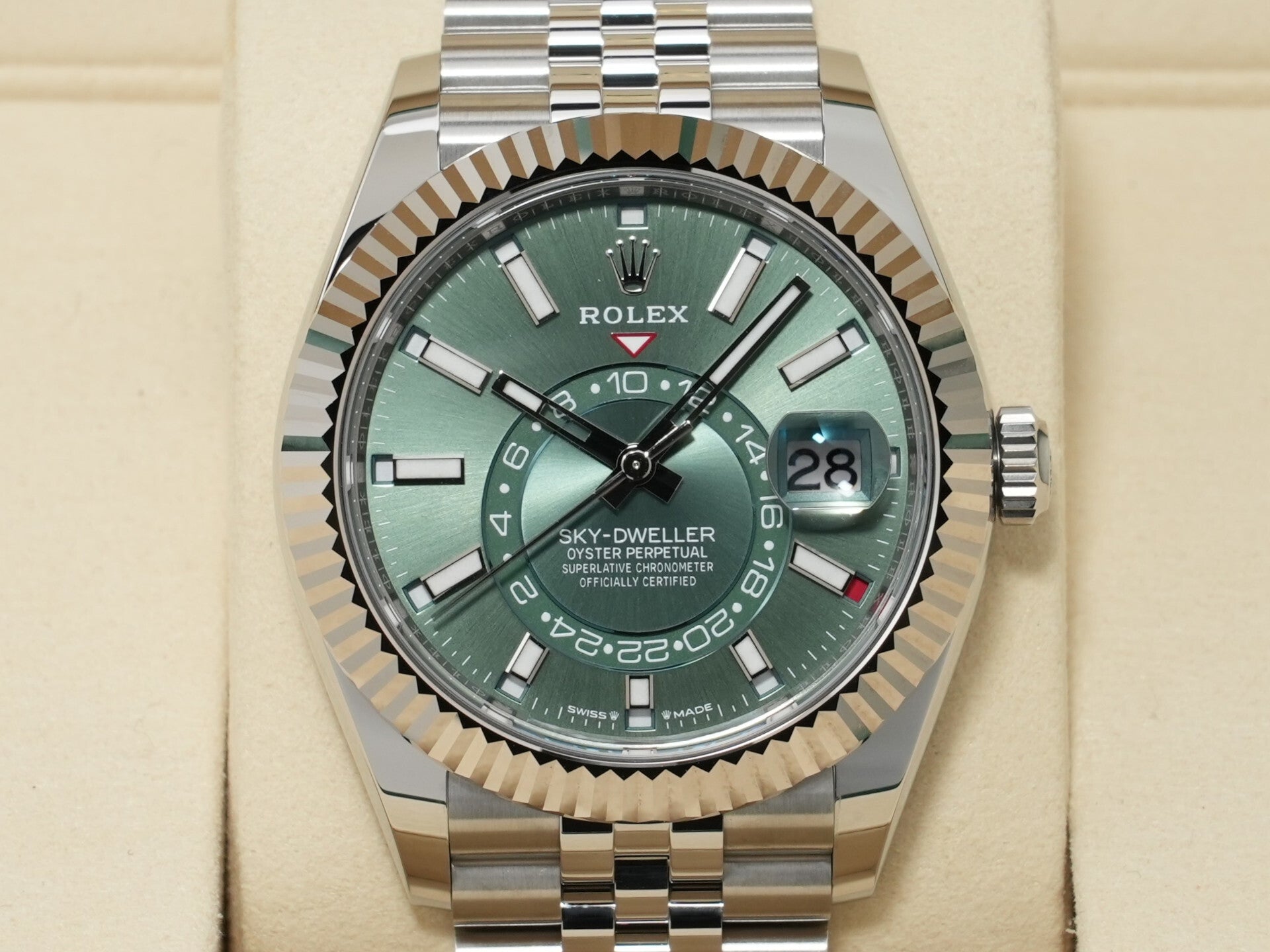 ロレックス スカイドゥエラー Ref.336934 ステンレススチール/ホワイトゴールド ミントグリーン文字盤 ジュビリーブレスレット 未使用 gux4nxd8