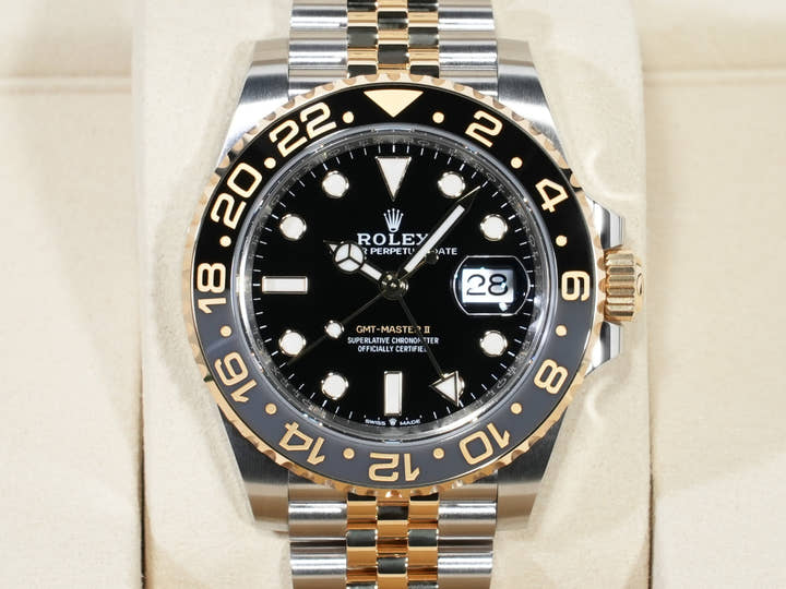 ロレックス GMTマスターII Ref.126713GRNR ステンレススチール/イエローゴールド ブラック文字盤 ジュビリーブレスレット 未使用 m47xare5