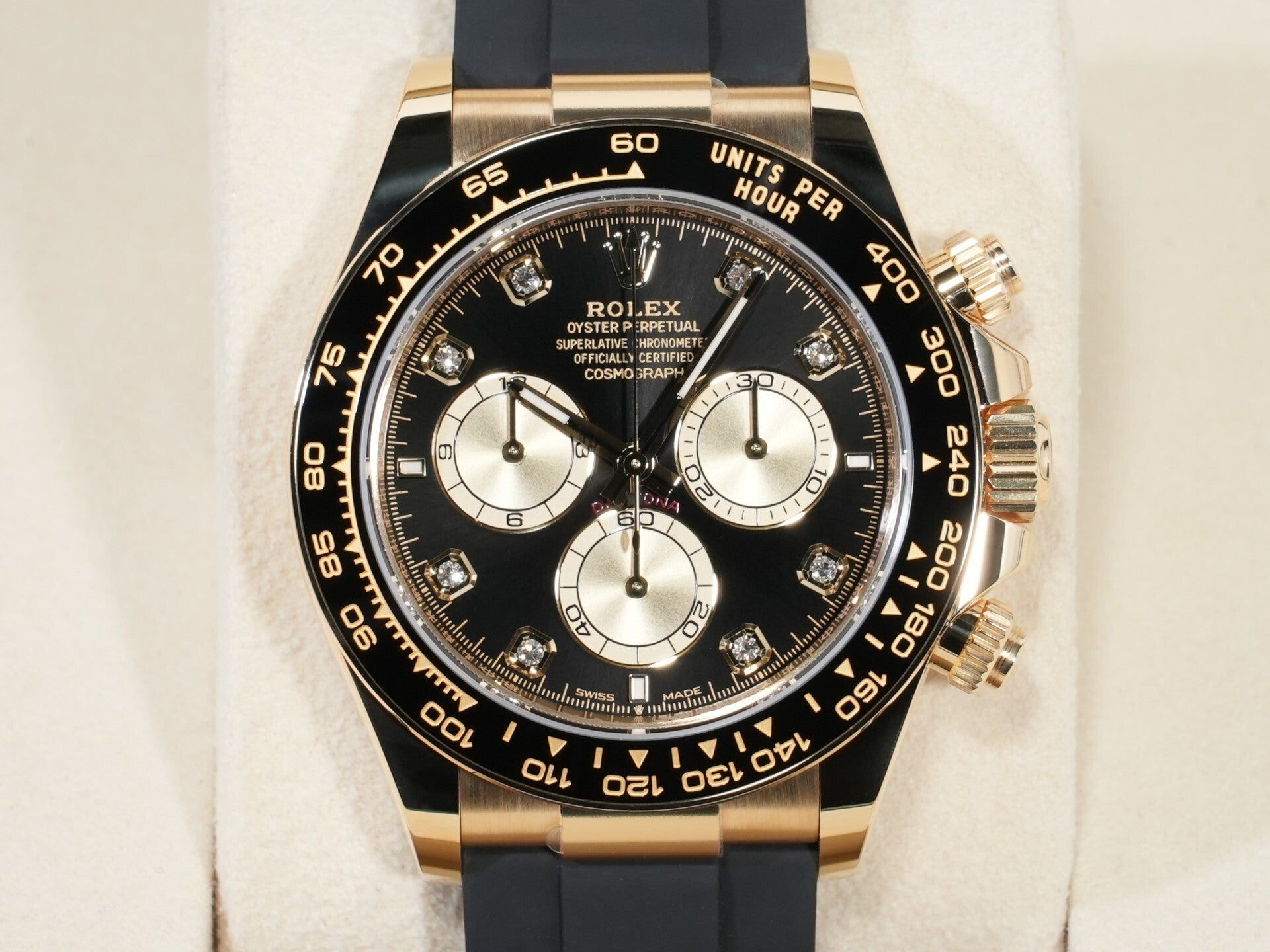 ロレックス デイトナ Ref.126518LN イエローゴールド ブライトブラックxゴールデンx8Pダイヤ文字盤 未使用 ic4ussz5