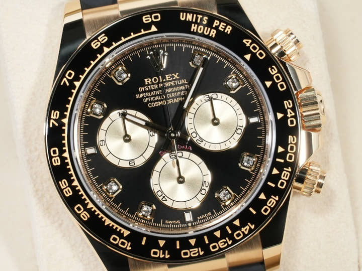 ロレックス デイトナ Ref.126518LN イエローゴールド ブライトブラックxゴールデンx8Pダイヤ文字盤 未使用 ic4ussz5