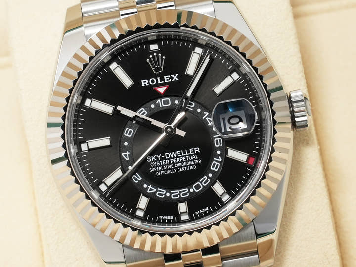ロレックス スカイドゥエラー Ref.326934 ステンレススチール/ホワイトゴールド ブラック文字盤 ジュビリーブレスレット 中古 zk7jigad
