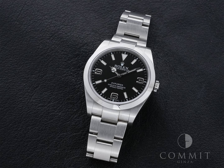 ロレックス エクスプローラーI 鏡面ブラックアウト Ref.214270 ステンレススチール ブラック文字盤 オイスターブレスレット 中古 egy3gcvh