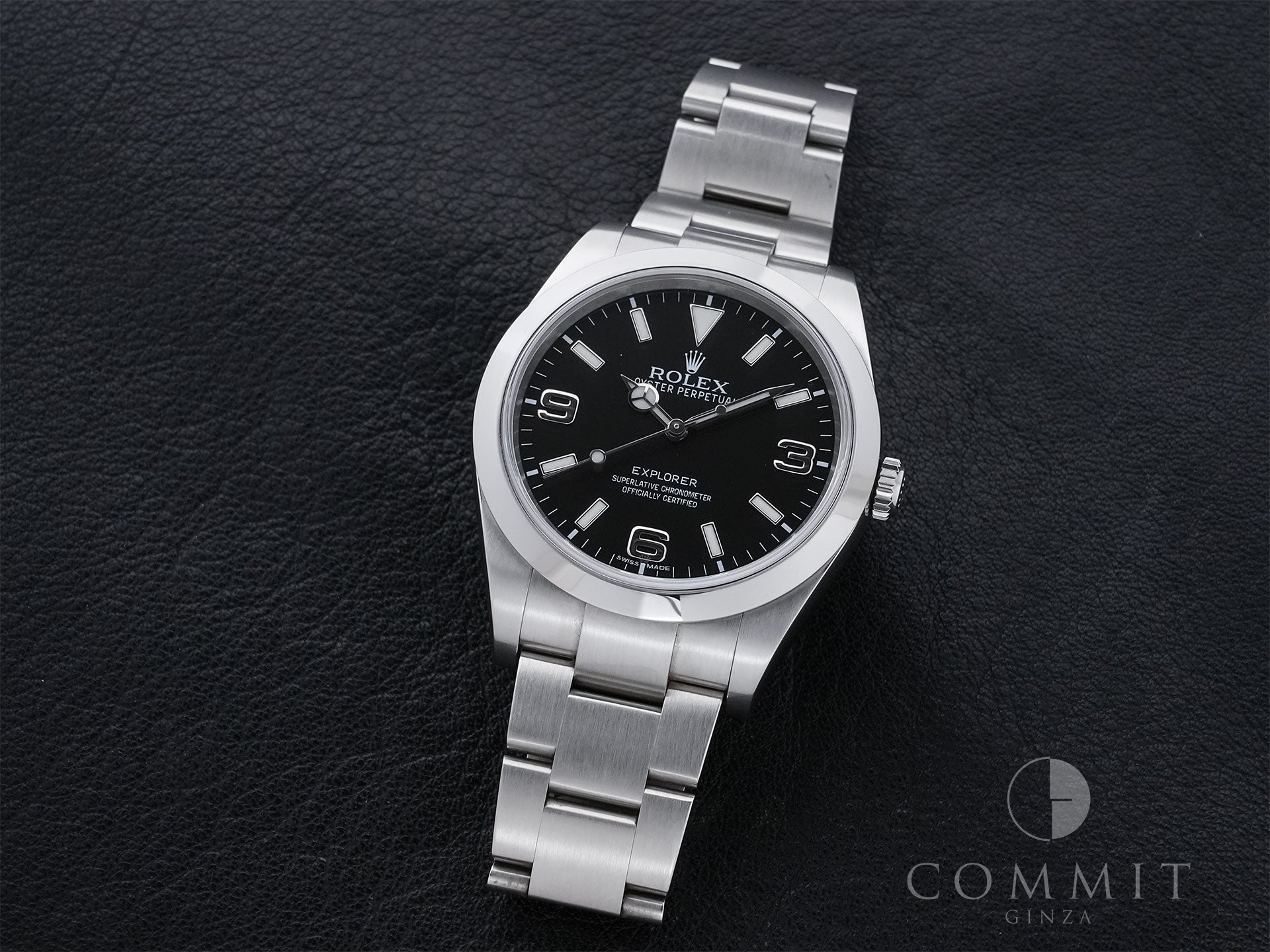 ロレックス エクスプローラーI 鏡面ブラックアウト Ref.214270 ステンレススチール ブラック文字盤 オイスターブレスレット 中古 egy3gcvh