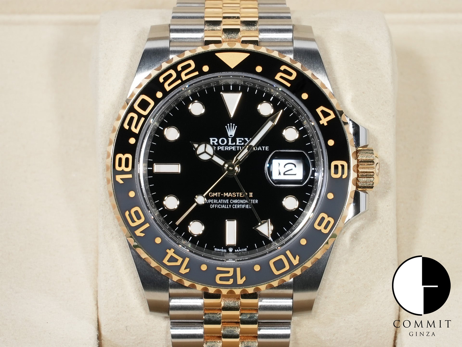 ロレックス GMTマスターII Ref.126713GRNR ステンレススチール/イエローゴールド ブラック文字盤 ジュビリーブレスレット 美中古 deaeoird