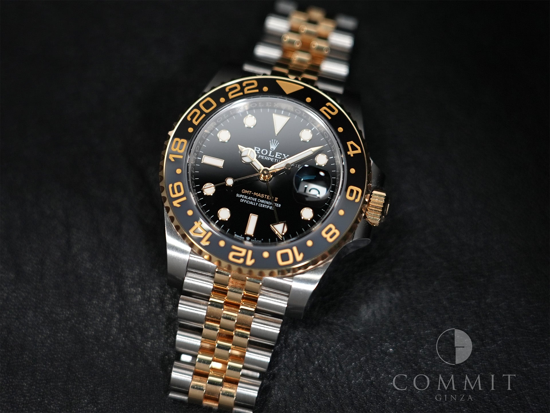 ロレックス GMTマスターII Ref.126713GRNR ステンレススチール/イエローゴールド ブラック文字盤 ジュビリーブレスレット 美中古 deaeoird