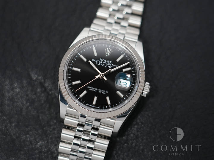 ロレックス デイトジャスト36 Ref.126234 ステンレススチール/ホワイトゴールド ブラック文字盤 ジュビリーブレスレット 美中古 azsb5q6b