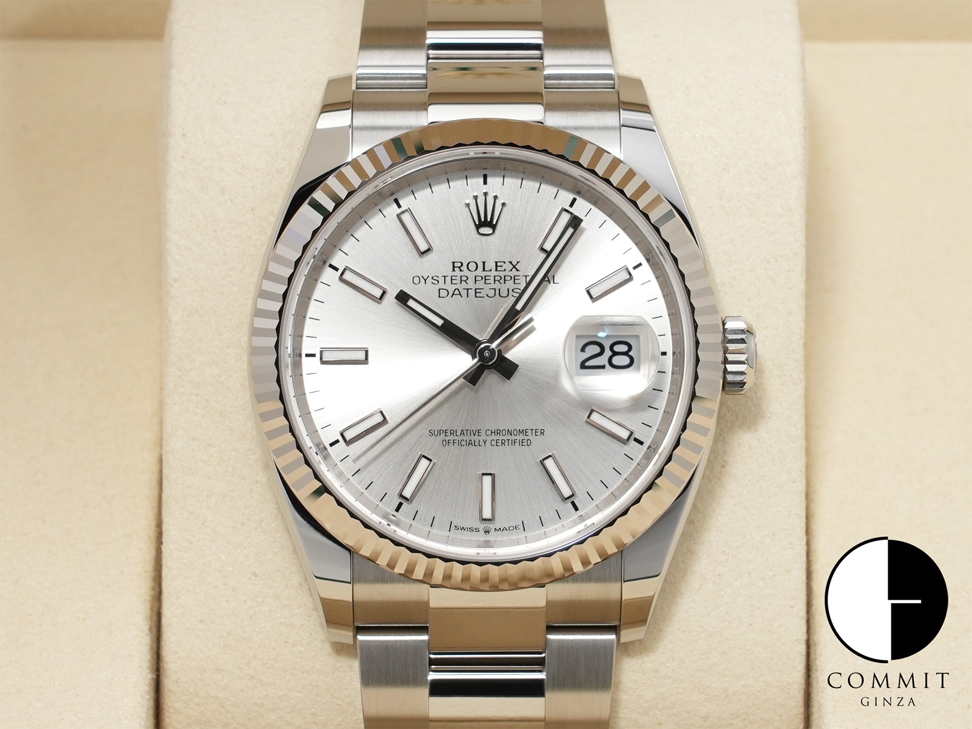 ロレックス デイトジャスト36 Ref.126234 ステンレススチール/ホワイトゴールド シルバー文字盤 オイスターブレスレット 未使用 bsobvtbh