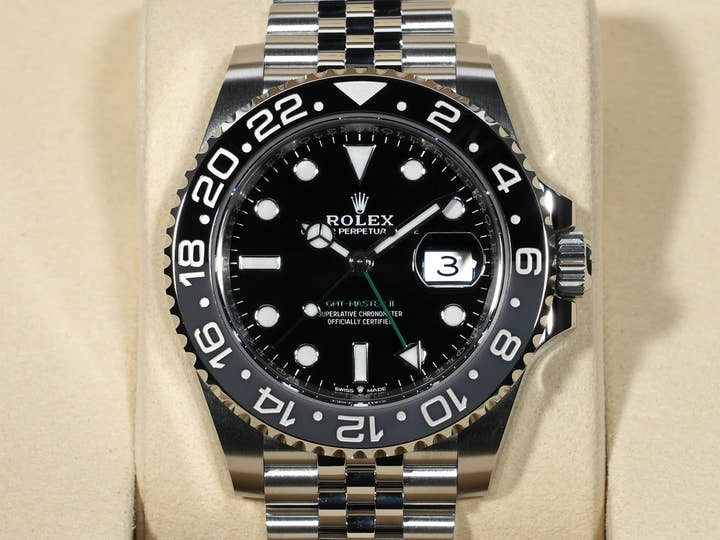 Rolex GMT-Master II Ref. 126710GRNR Stainless Steel Black Dial Jubilee Bracelet Unworn tcrwbtve