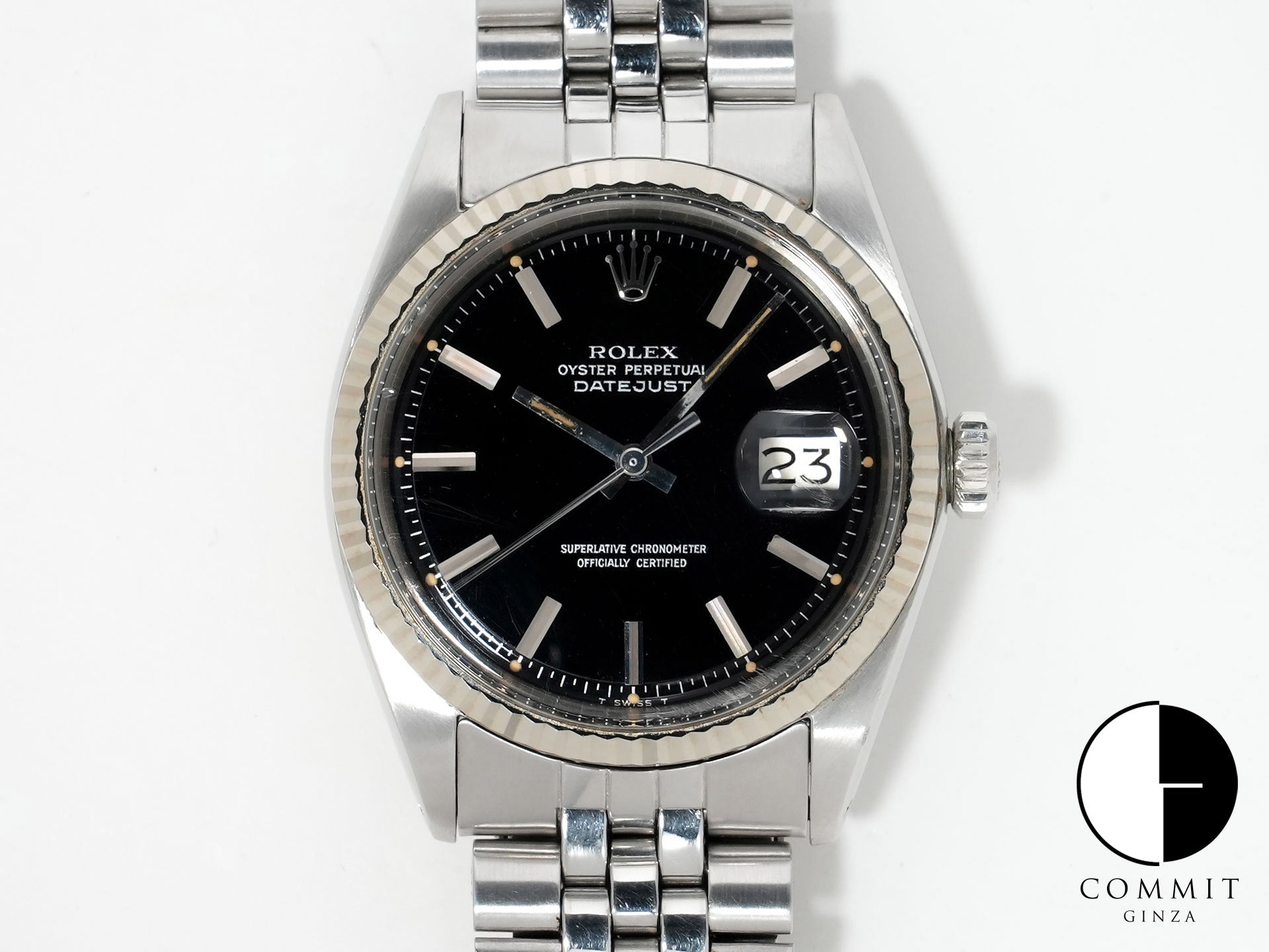 ロレックス デイトジャスト Ref.1601 ステンレススチール/ホワイトゴールド ブラックミラー文字盤 中古 t2ros4b3