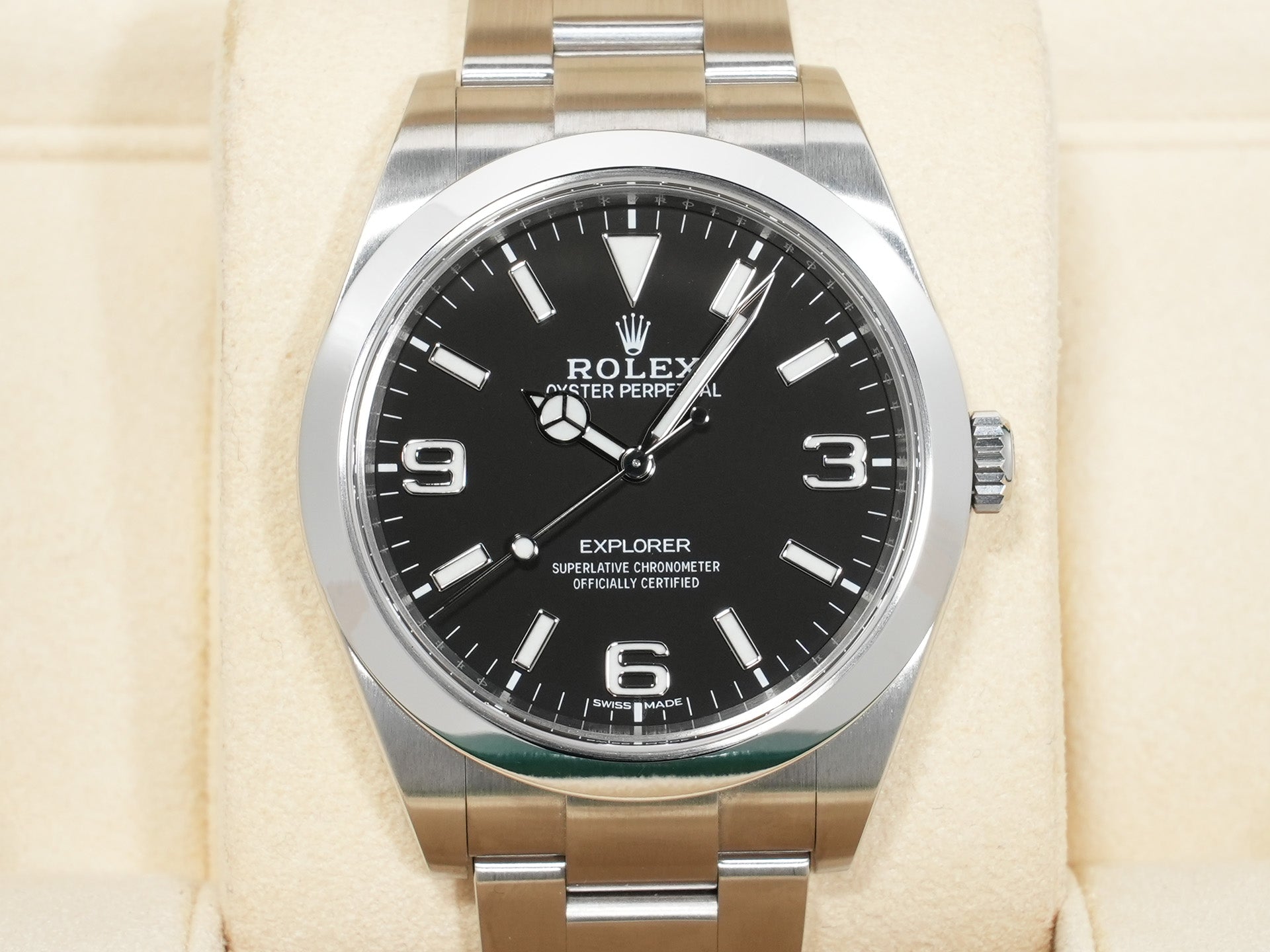 ロレックス エクスプローラーI Ref.214270 ステンレススチール ブラック文字盤 オイスターブレスレット 中古 atoncgcw