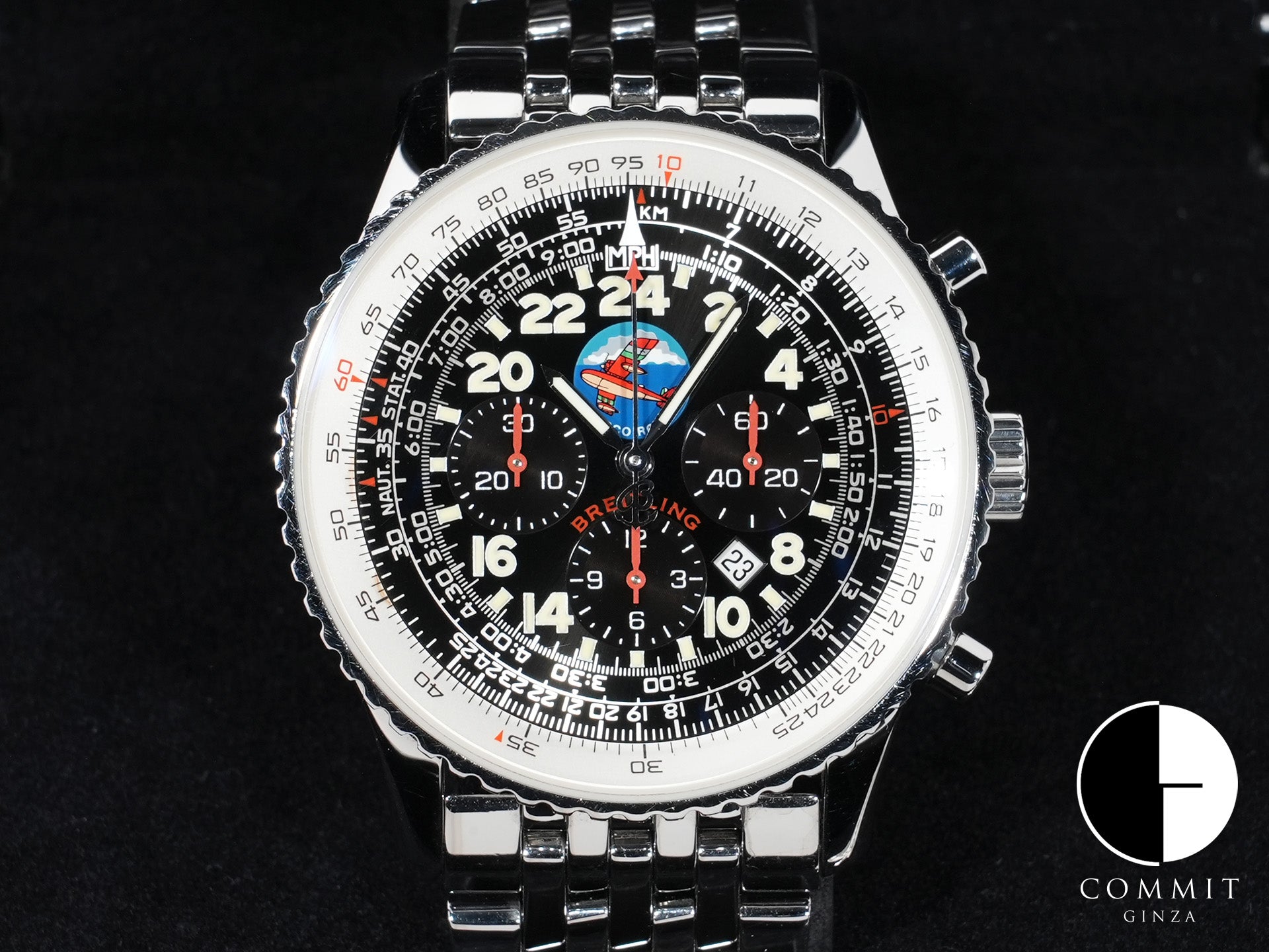 ブライトリング ナビタイマー コスモノート フライバック ポルコロッソ Ref.A22322 ステンレススチール ブラック文字盤 中古 pihcetcz