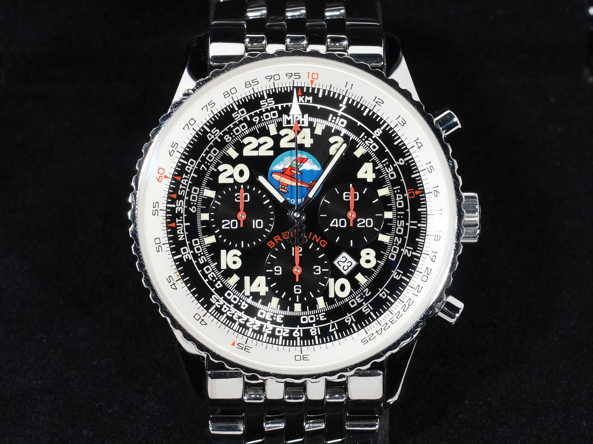 ブライトリング ナビタイマー コスモノート フライバック ポルコロッソ Ref.A22322 ステンレススチール ブラック文字盤 中古 pihcetcz